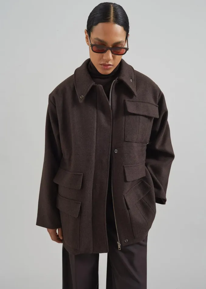 Women Amstel Utility Jacket 8211 Brown The Frankie Shop Outerwear