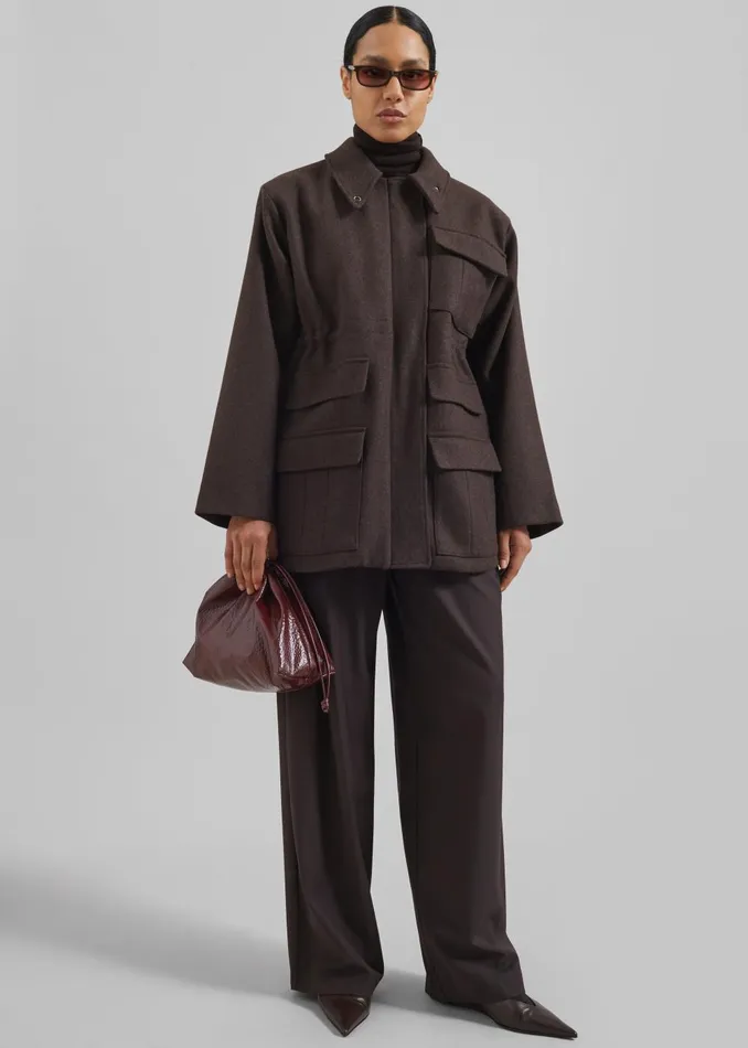 Women Amstel Utility Jacket 8211 Brown The Frankie Shop Outerwear