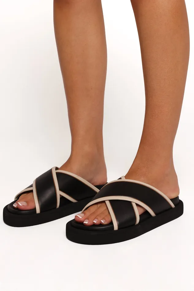 Women Anissa Slide 8211 Black Leather Black Leather Sandals petalandpup