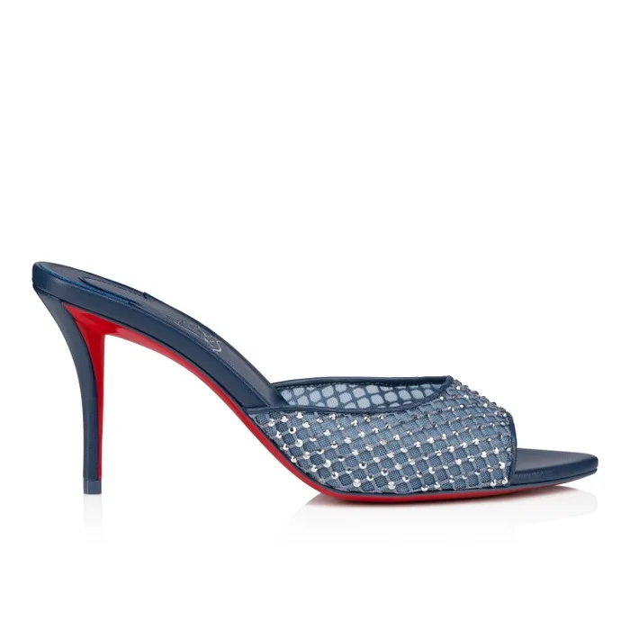 Women Apostropha Mule Mesh Strass 80 Mm Mules 8211 Mesh Nappa Leather And Strass 8211 Denim Christian Louboutin Sandals and Slides