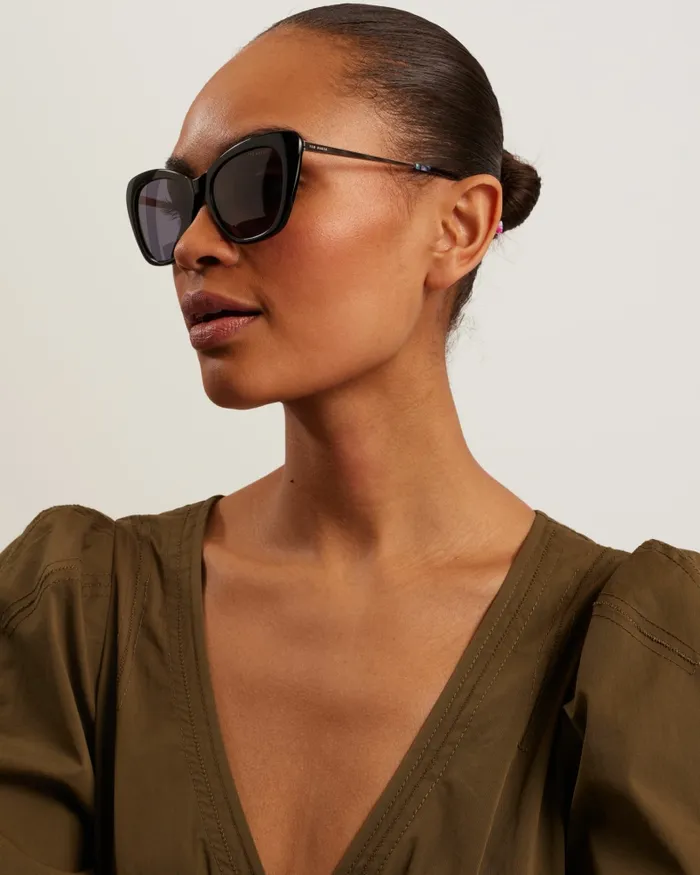 Women ARABLLA 8211 Cat Eye Acetate Frame Sunglasses Black Ted Baker Sunglasses