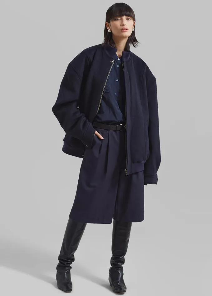 Women Arley Oversized Bomber 8211 Navy The Frankie Shop Outerwear