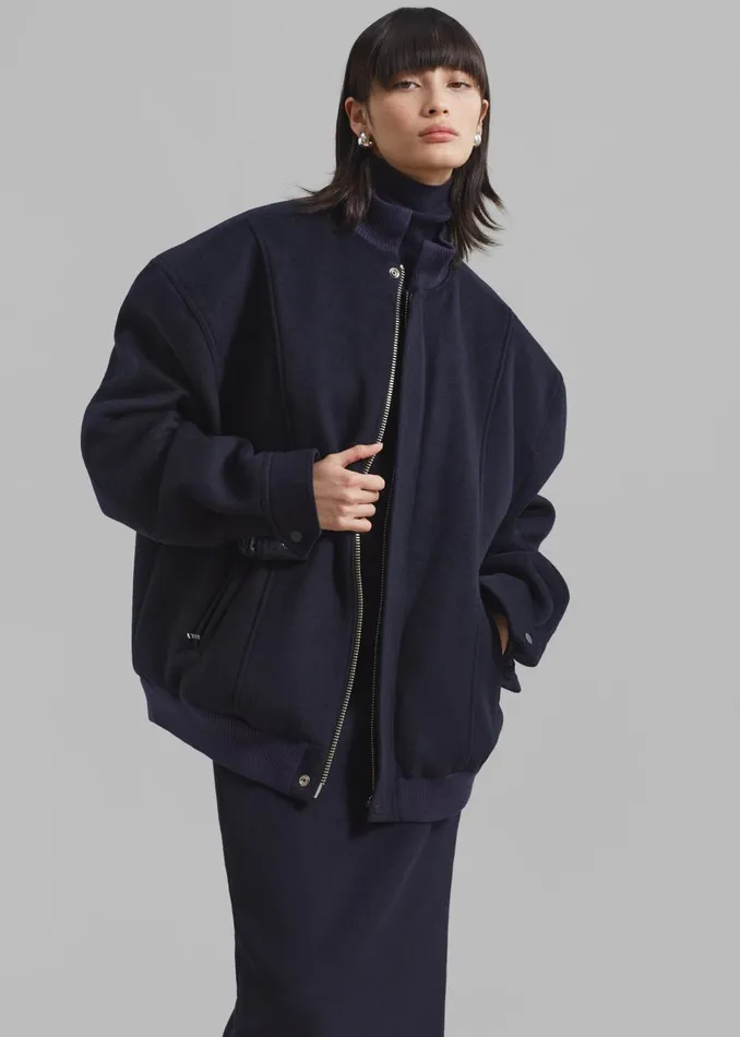 Women Arley Oversized Bomber 8211 Navy The Frankie Shop Outerwear