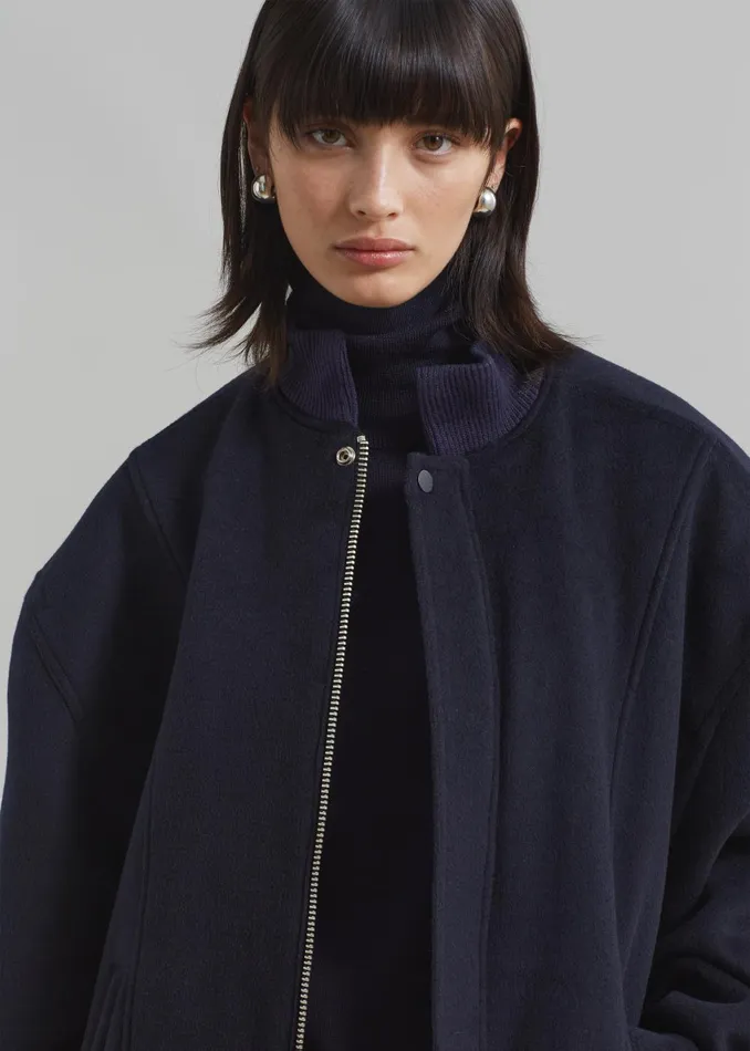 Women Arley Oversized Bomber 8211 Navy The Frankie Shop Outerwear
