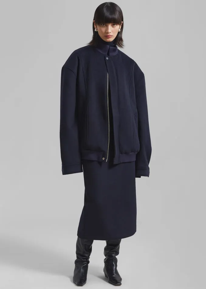 Women Arley Oversized Bomber 8211 Navy The Frankie Shop Outerwear
