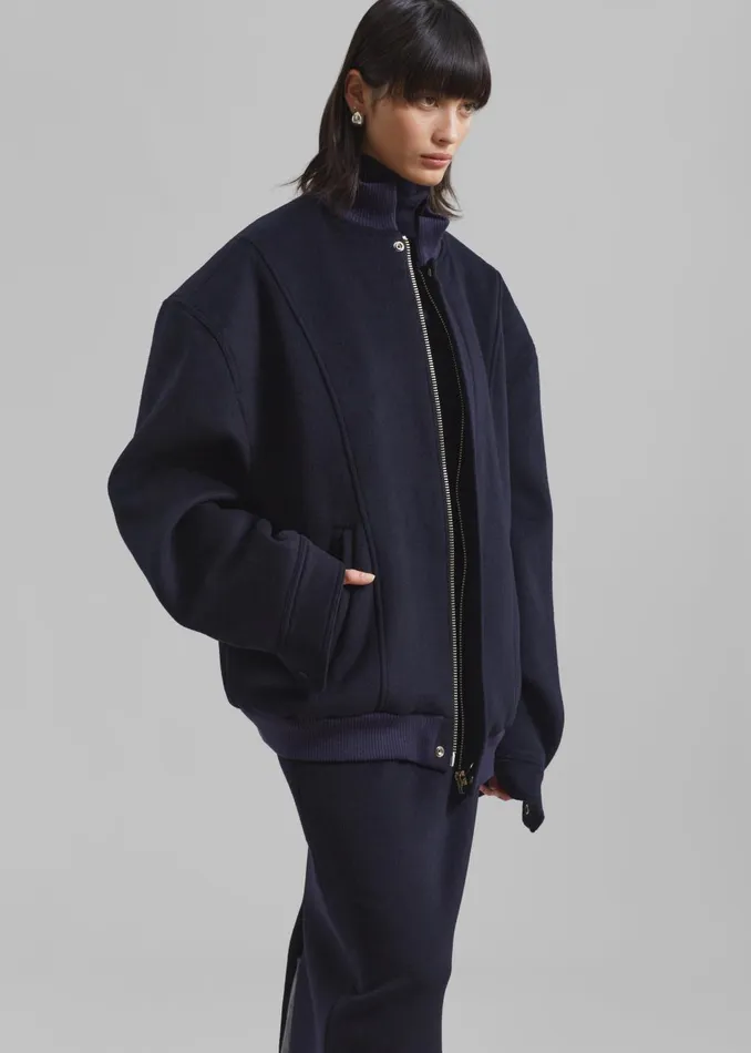 Women Arley Oversized Bomber 8211 Navy The Frankie Shop Outerwear