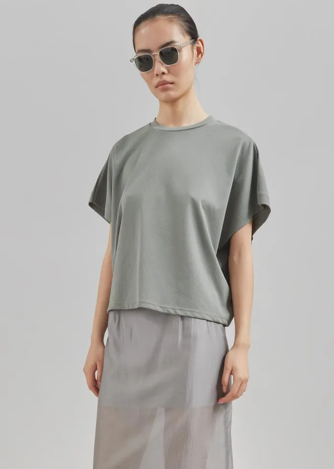 Women Aster Boxy TShirt 8211 Khaki The Frankie Shop Tops