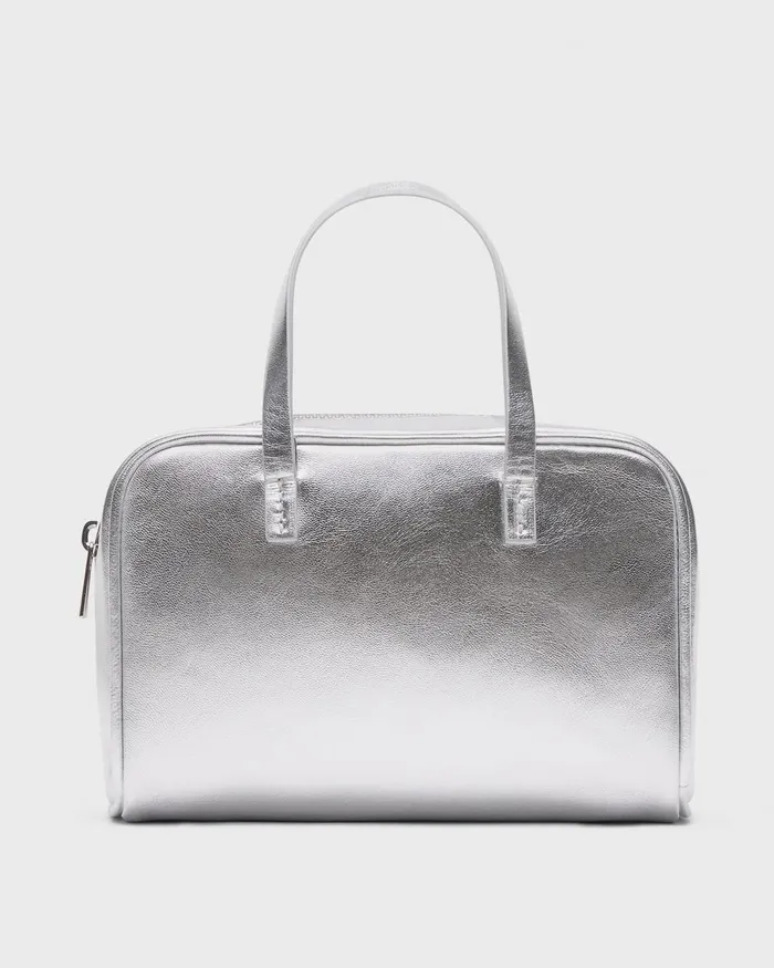 Women Bags Theory Mini Pillow Bag In Metallic Leather Silver