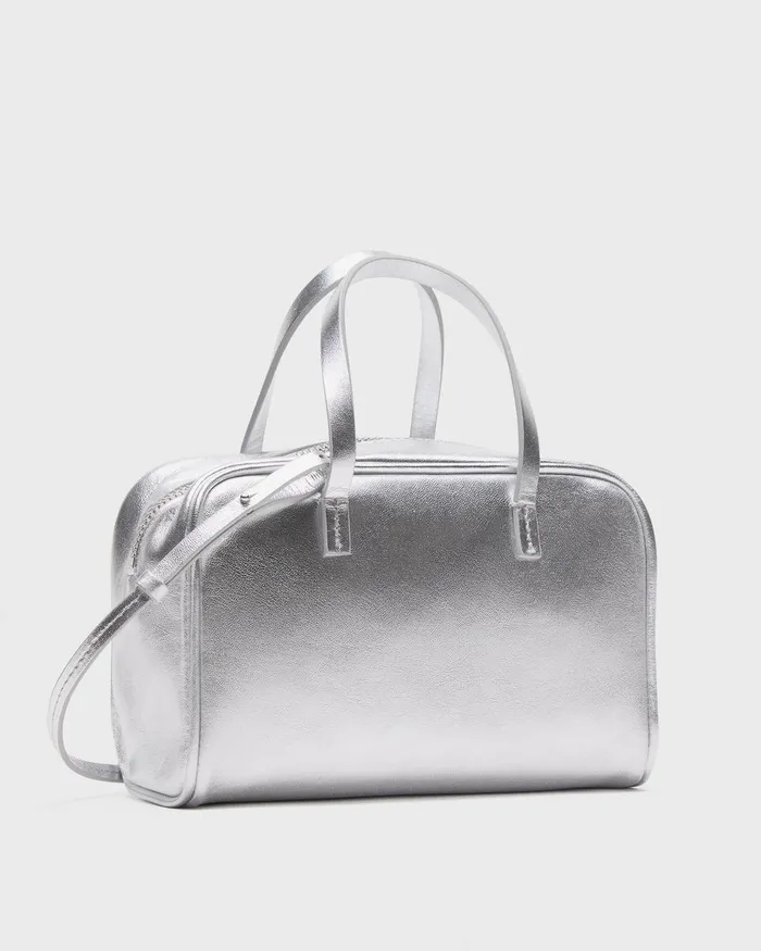 Women Bags Theory Mini Pillow Bag In Metallic Leather Silver