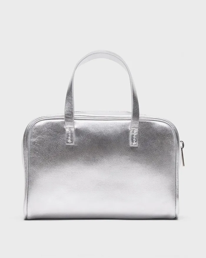 Women Bags Theory Mini Pillow Bag In Metallic Leather Silver