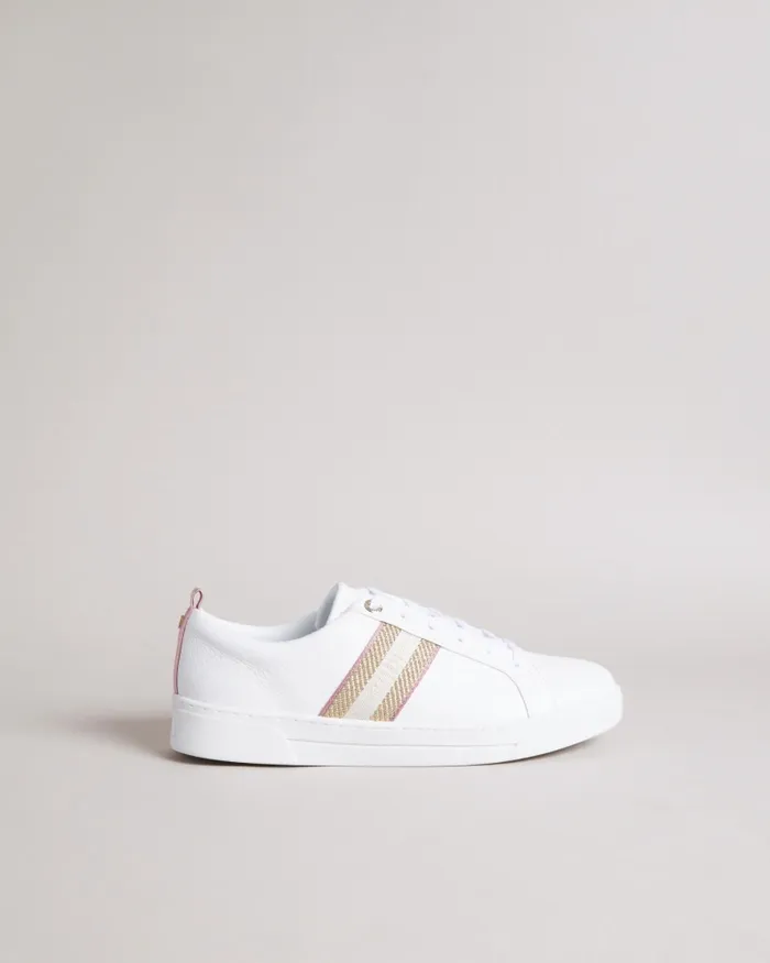 Women BAILY 8211 Leather Metallic Detail Webbing Trainers White Ted Baker Trainers Women BAILY 8211 Leather Metallic Detail Webbing Trainers White Ted Baker Trainers
