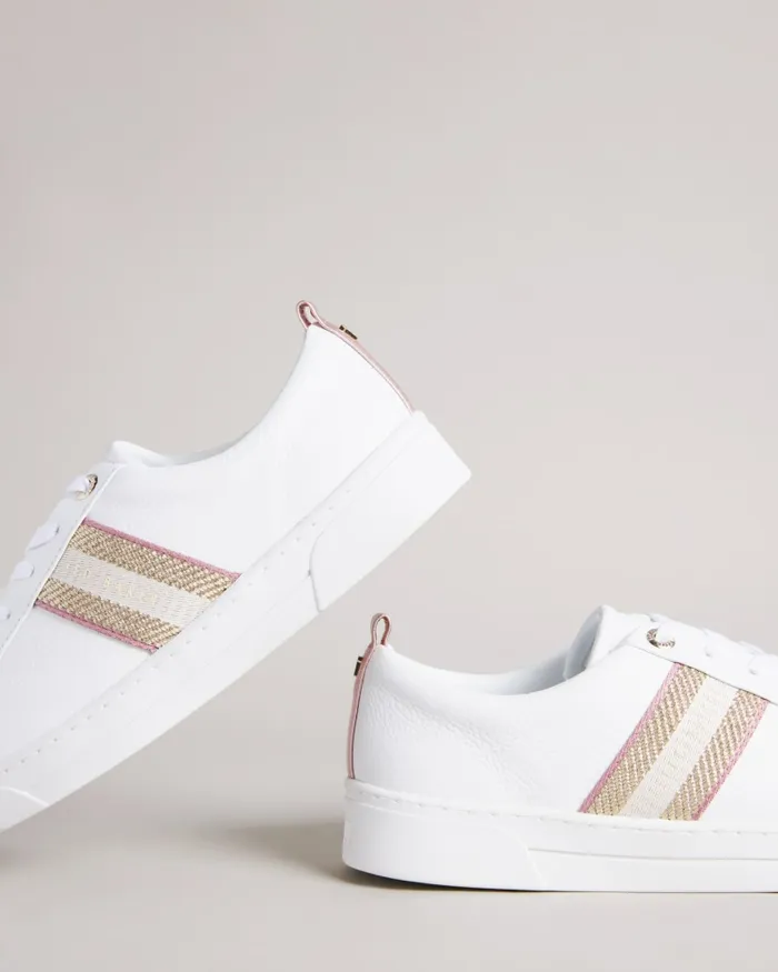 Women BAILY 8211 Leather Metallic Detail Webbing Trainers White Ted Baker Trainers Women BAILY 8211 Leather Metallic Detail Webbing Trainers White Ted Baker Trainers