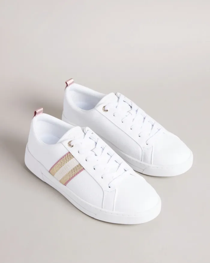 Women BAILY 8211 Leather Metallic Detail Webbing Trainers White Ted Baker Trainers Women BAILY 8211 Leather Metallic Detail Webbing Trainers White Ted Baker Trainers
