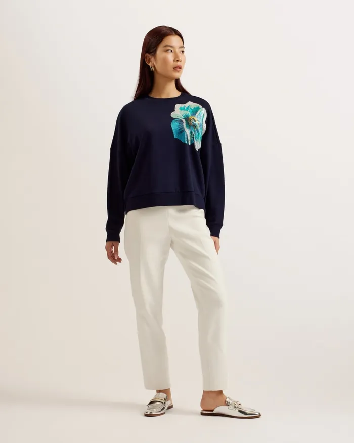 Women BAYLEYY 8211 Sequin Graphic Embellished Sweatshirt Navy Ted Baker Tops and Blouses Women BAYLEYY 8211 Sequin Graphic Embellished Sweatshirt Navy Ted Baker Tops and Blouses