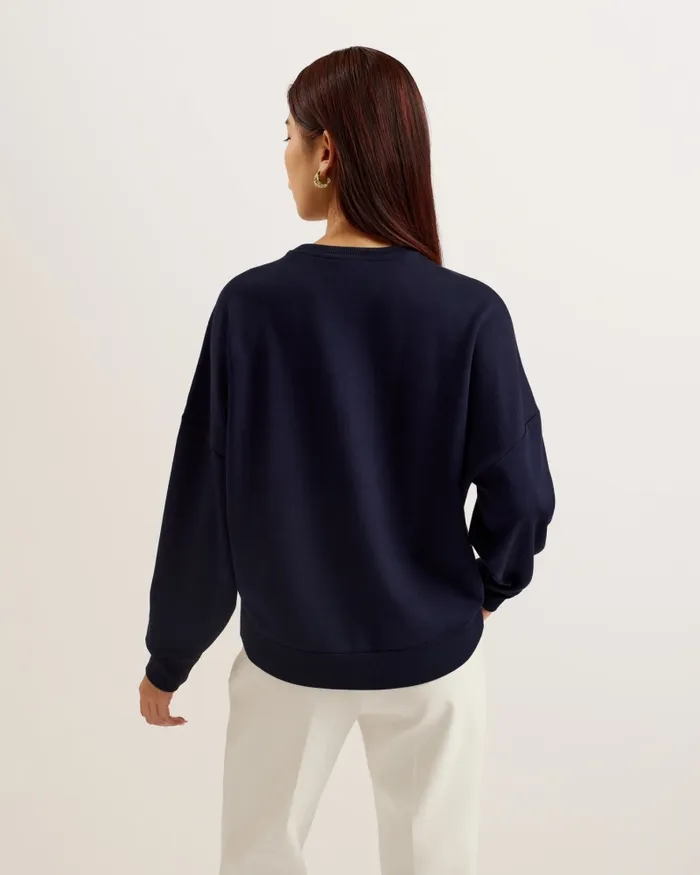 Women BAYLEYY 8211 Sequin Graphic Embellished Sweatshirt Navy Ted Baker Tops and Blouses Women BAYLEYY 8211 Sequin Graphic Embellished Sweatshirt Navy Ted Baker Tops and Blouses