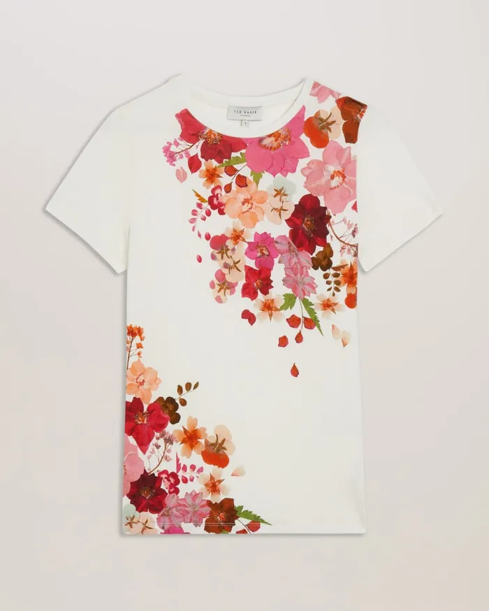 Women BELLARY 8211 Pressed Flower Print Fitted TShirt Pink Ted Baker Tops and Blouses