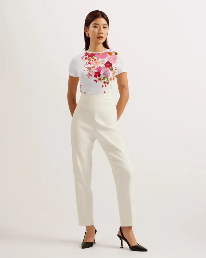 Women BELLARY 8211 Pressed Flower Print Fitted TShirt Pink Ted Baker Tops and Blouses