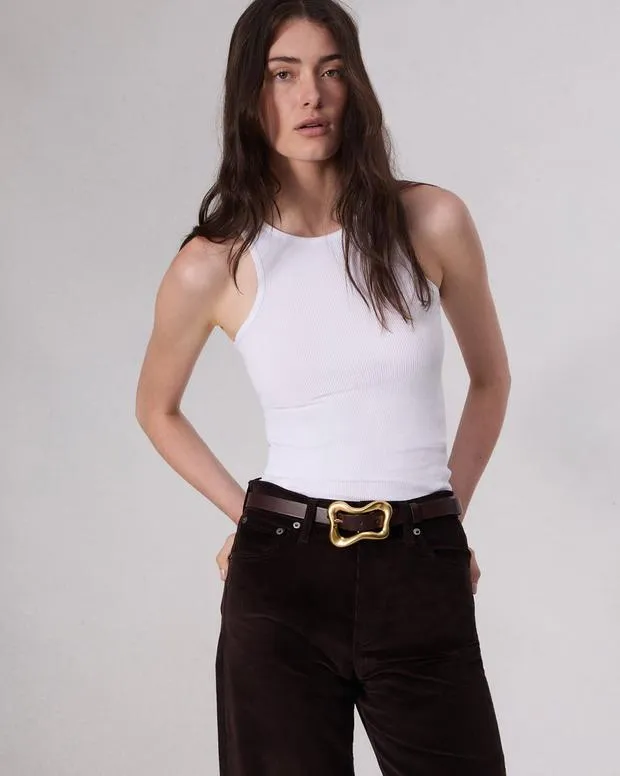 Women Belts Rag and Bone Highline Leather Belt Dark Espresso