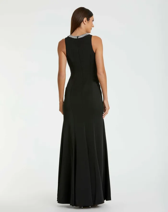 Women Best Sellers Mac Duggal Black Embellished Neck Trumpet Gown Black