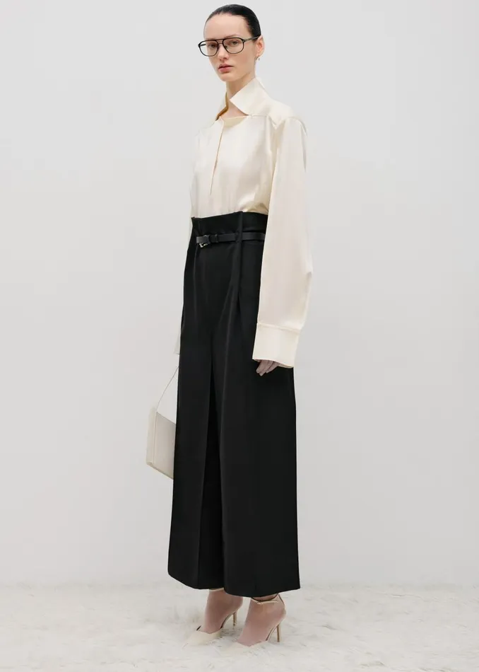 Women Bevza Belted Square Culottes 8211 Black The Frankie Shop Bottoms
