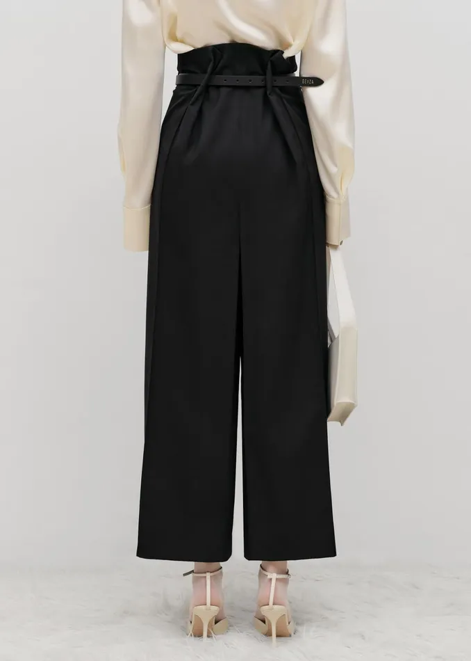 Women Bevza Belted Square Culottes 8211 Black The Frankie Shop Bottoms