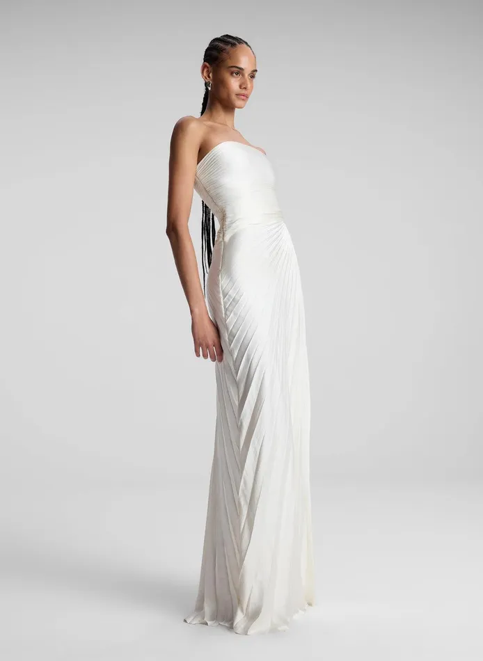 Women Bianca Strapless Pleated Maxi Dress Whisper White ALC Dresses
