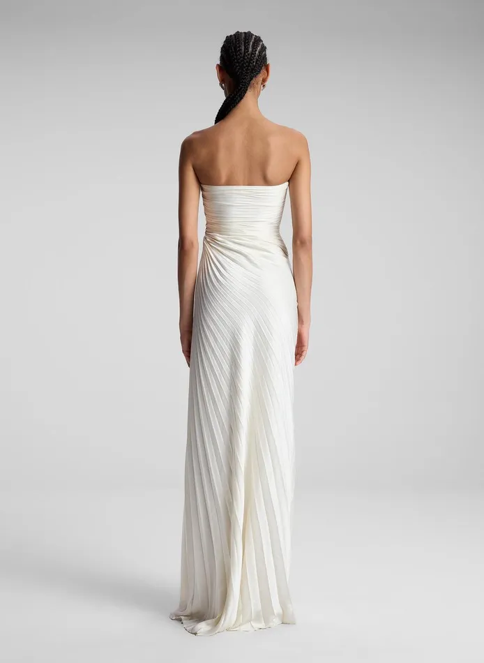 Women Bianca Strapless Pleated Maxi Dress Whisper White ALC Dresses