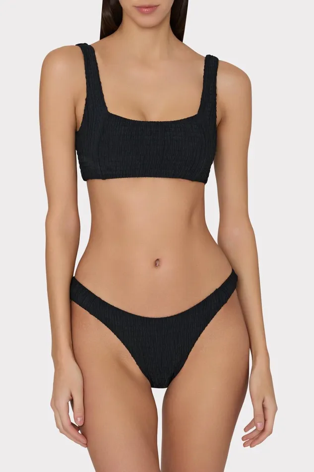 Women Bikinis Milly Bikini Bottom With Smocking Black Women Bikinis Milly Bikini Bottom With Smocking Black