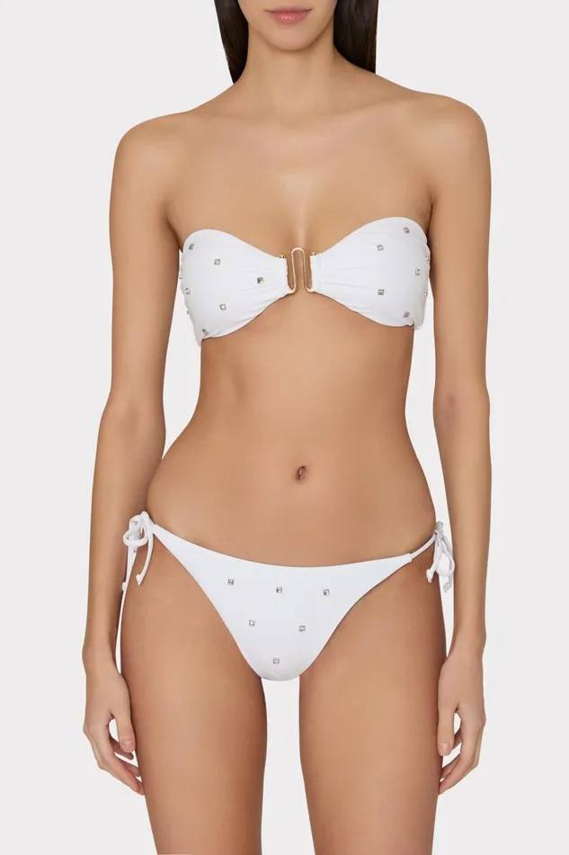 Women Bikinis Milly Diamond Heat Set Bandeau Bikini Top White Women Bikinis Milly Diamond Heat Set Bandeau Bikini Top White