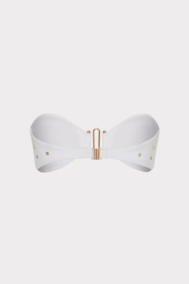 Women Bikinis Milly Diamond Heat Set Bandeau Bikini Top White Women Bikinis Milly Diamond Heat Set Bandeau Bikini Top White