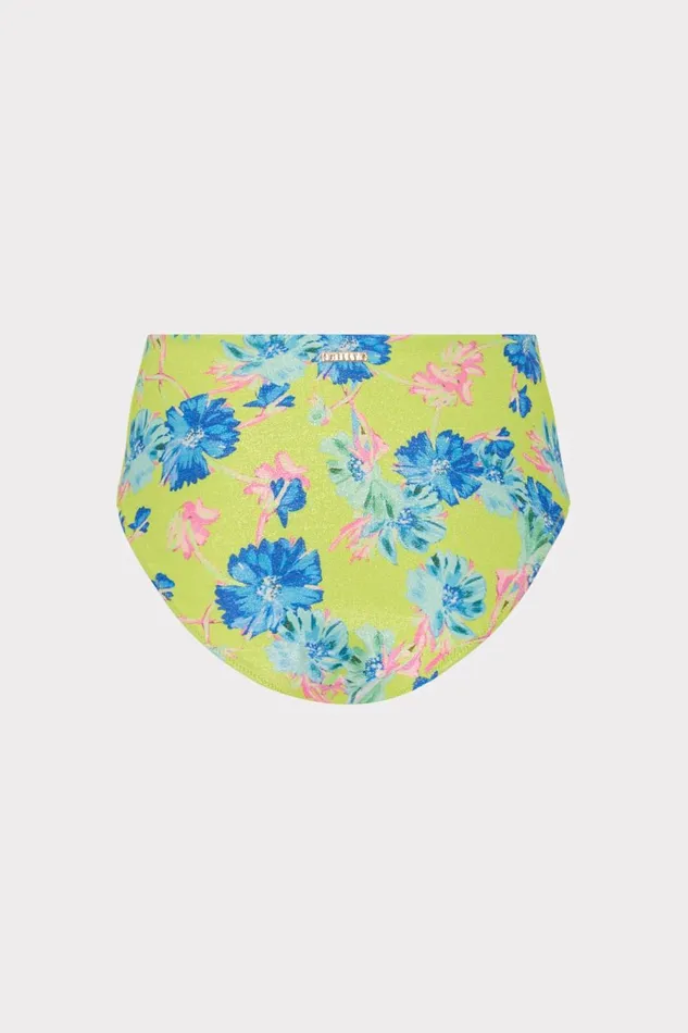 Women Bikinis Milly Floating Cosmos Front Tie Bikini Bottom Neon Yellow