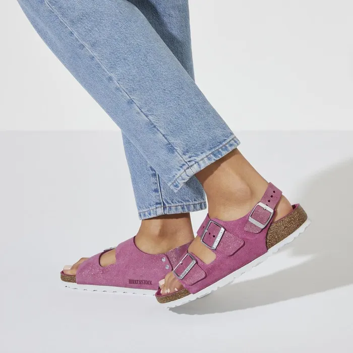 Women Birkenstock BackAnkleStrap Milano Shimmering Fuchsia
