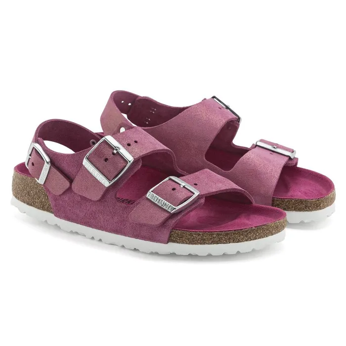 Women Birkenstock BackAnkleStrap Milano Shimmering Fuchsia