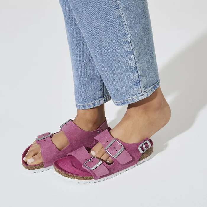 Women Birkenstock BackAnkleStrap Milano Shimmering Fuchsia