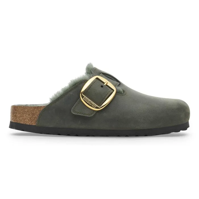 Women Birkenstock Clogs Boston Big Buckle Shearling Thyme