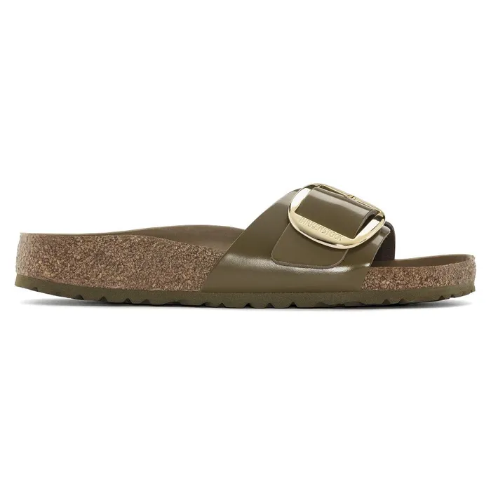 Women Birkenstock OneStrap Madrid Big Buckle High Shine Mud Green