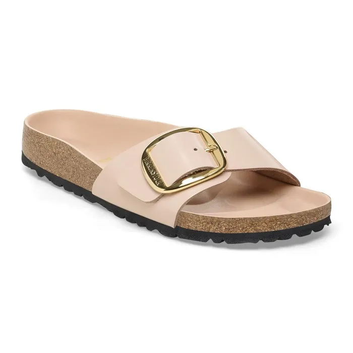 Women Birkenstock OneStrap Madrid Big Buckle High Shine New Beige