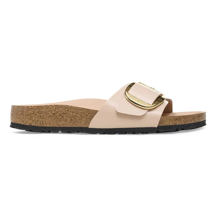 Women Birkenstock OneStrap Madrid Big Buckle High Shine New Beige