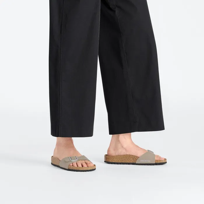 Women Birkenstock OneStrap Madrid Vegan Gray Taupe