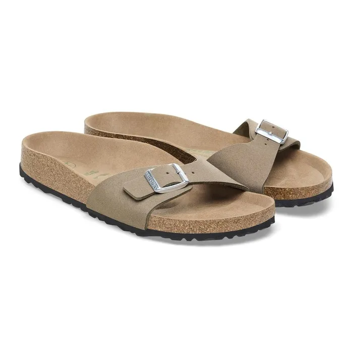 Women Birkenstock OneStrap Madrid Vegan Gray Taupe