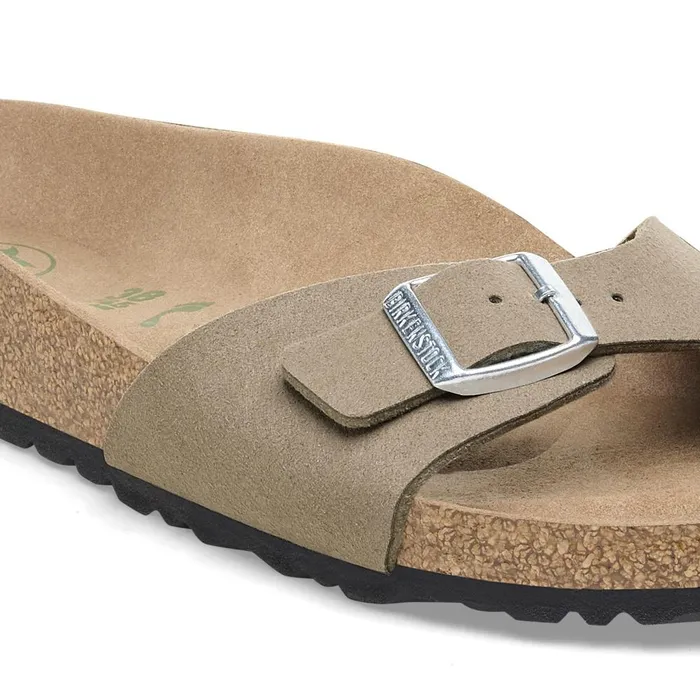 Women Birkenstock OneStrap Madrid Vegan Gray Taupe