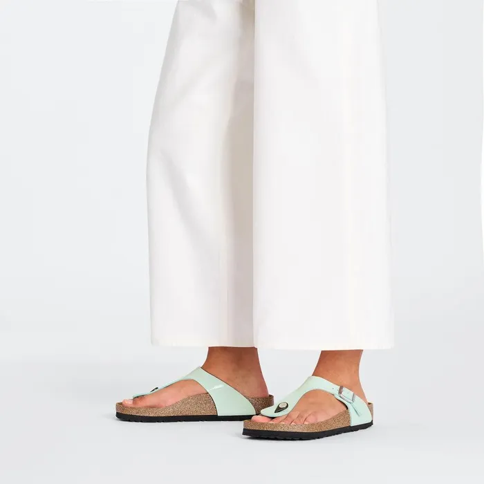 Women Birkenstock Thong Gizeh Patent Surf Green