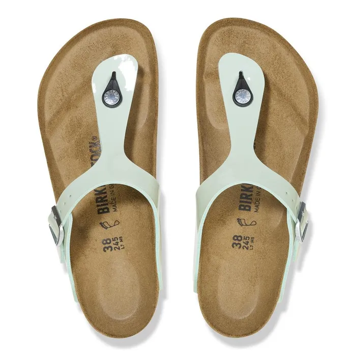 Women Birkenstock Thong Gizeh Patent Surf Green
