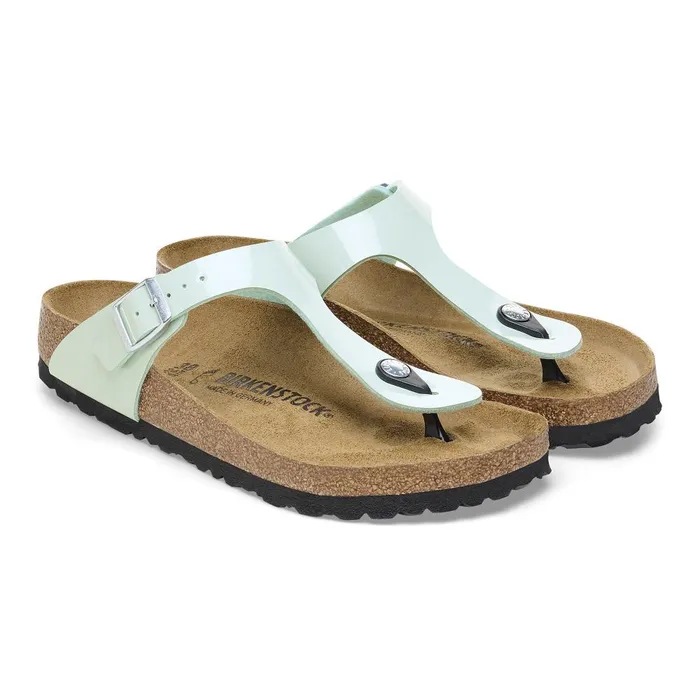 Women Birkenstock Thong Gizeh Patent Surf Green