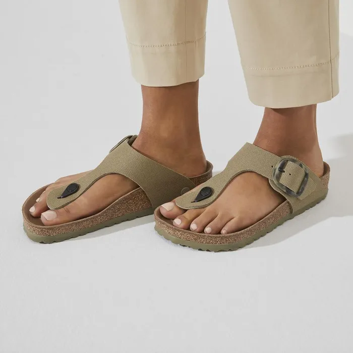 Women Birkenstock Thong Gizeh Vegan Big Buckle Faded Khaki