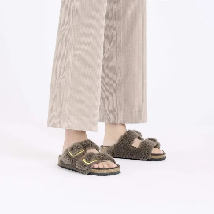 Women Birkenstock TwoStrap Arizona Big Buckle Concrete Gray