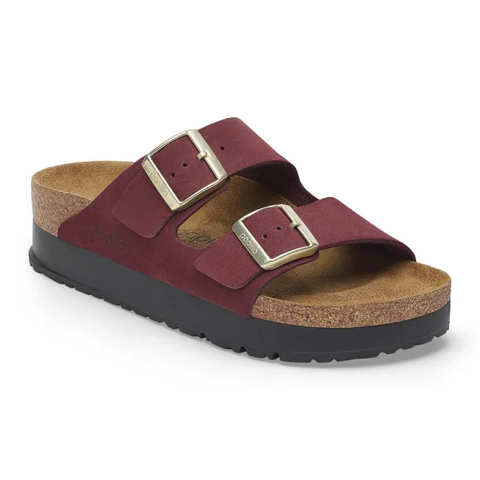 Women Birkenstock TwoStrap Arizona Flex Platform Zinfandel