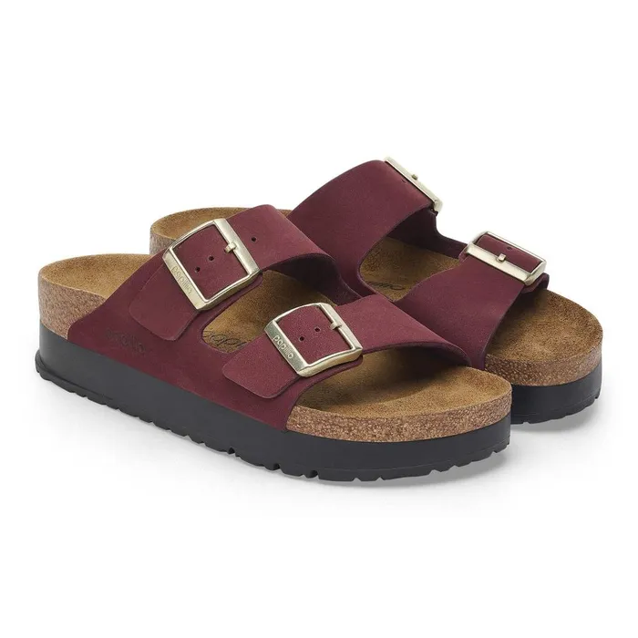 Women Birkenstock TwoStrap Arizona Flex Platform Zinfandel