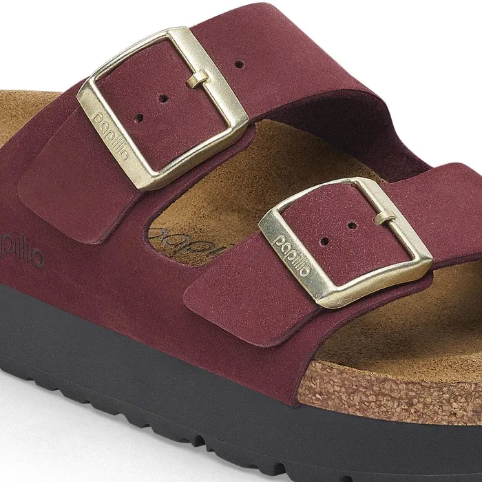 Women Birkenstock TwoStrap Arizona Flex Platform Zinfandel