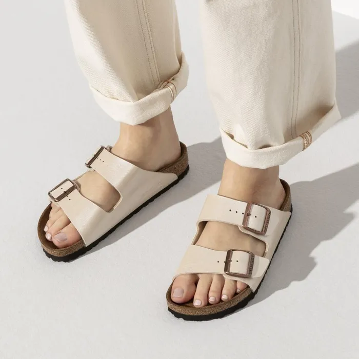 Women Birkenstock TwoStrap Arizona Graceful Pearl White